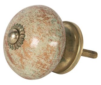 Keramička ručka za namještaj - smeđa/zelena, 4x4 cm