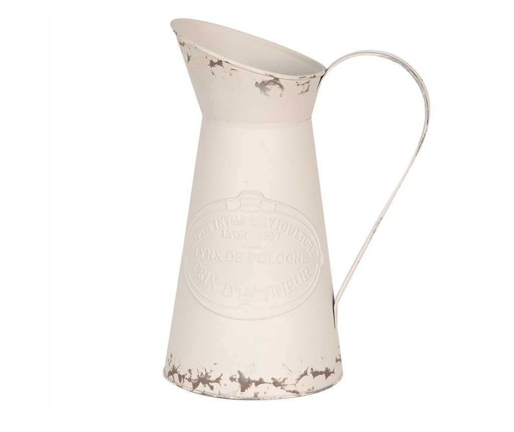 Carafa decorativa metal alb antichizat 19x14x27 cm