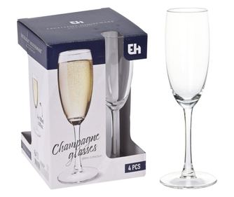 Set 4 pahare cu picior pentru șampanie 180ml