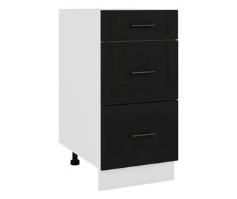Долен кухненски шкаф Glamour НЯ-1+2 с три чекмеджета Черен гланц
