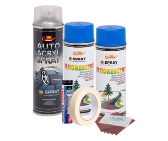 Kit complet reparatie si vopsire jante culoare Albastru Fluorescent, V2