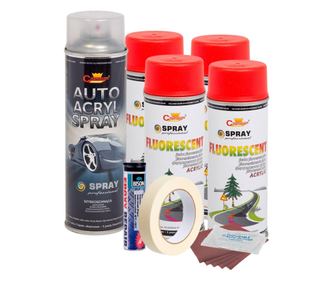Kit complet reparatie si vopsire jante culoare Rosu Fluorescent, V4