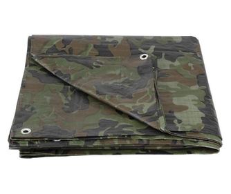 Prelata impermeabila cu inele, 3.9x4.9 m, PE, 80 g/mp, camuflaj, 20 mp