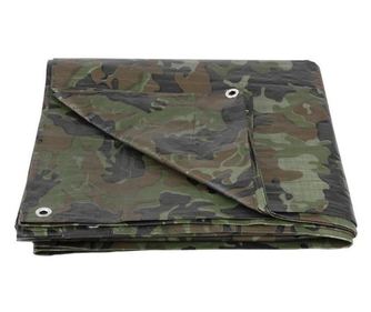 Prelata impermeabila cu inele, 7.9x11.9 m, PE, 80 g/mp, camuflaj, 96 mp