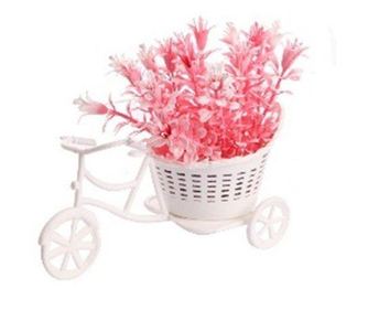 Nagy tricikli rózsaszín műnövénnyel és virágcseréppel, GLN 523A