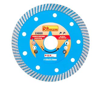 Disc diamantat turbo, beton, taiere umeda si uscata, 125 mm/22.23 mm, Richmann