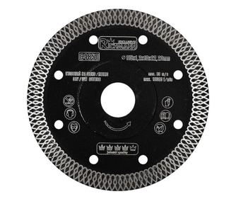 Disc diamantat turbo subtire, placi ceramice, taiere umeda si uscata, 115 mm/22.23 mm, Richmann Exclusive