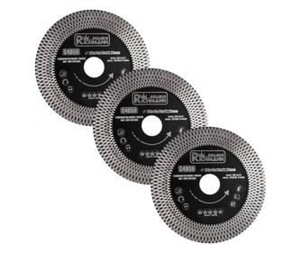 Disc diamantat turbo subtire, dublu segmentate, placi ceramice, taiere umeda si uscata, set 3 buc, 125x22.23x1.3 mm, Richmann Ex