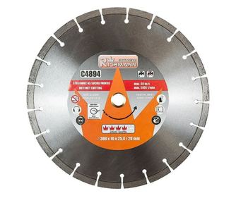 Disc diamantat segmentat, beton, taiere umeda si uscata, 300 mm/25.4 mm, Richmann Exclusive