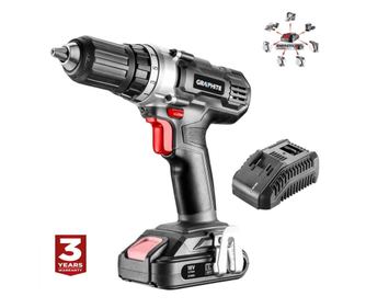 Vrtalni vijačnik, akumulatorski 2 Ah, polnilec, 18 V Li-ion, vpenjalna glava 13 mm, Graphite Energy