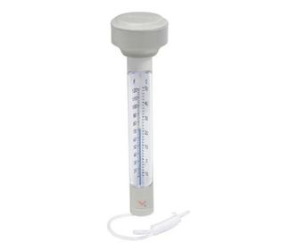 Termometru plutitor cu snur pentru masurarea temperaturii apei din piscine, 19 x 5 cm, Alb