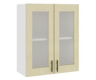 Горен кухненски шкаф Glamour B-60 с витрина бежов гланц