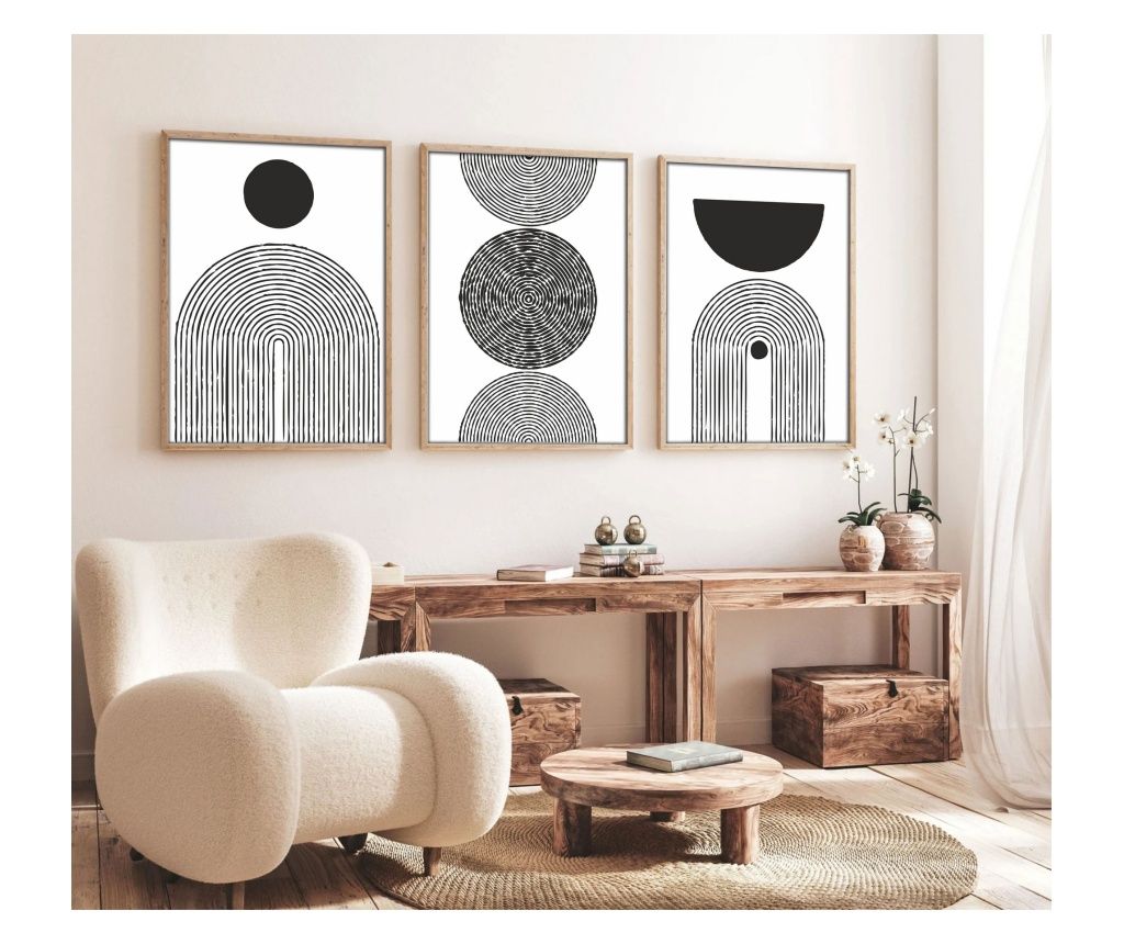 Tablou decorativ MDF inramate (set de 3) Huhu163 - 50 x 70
