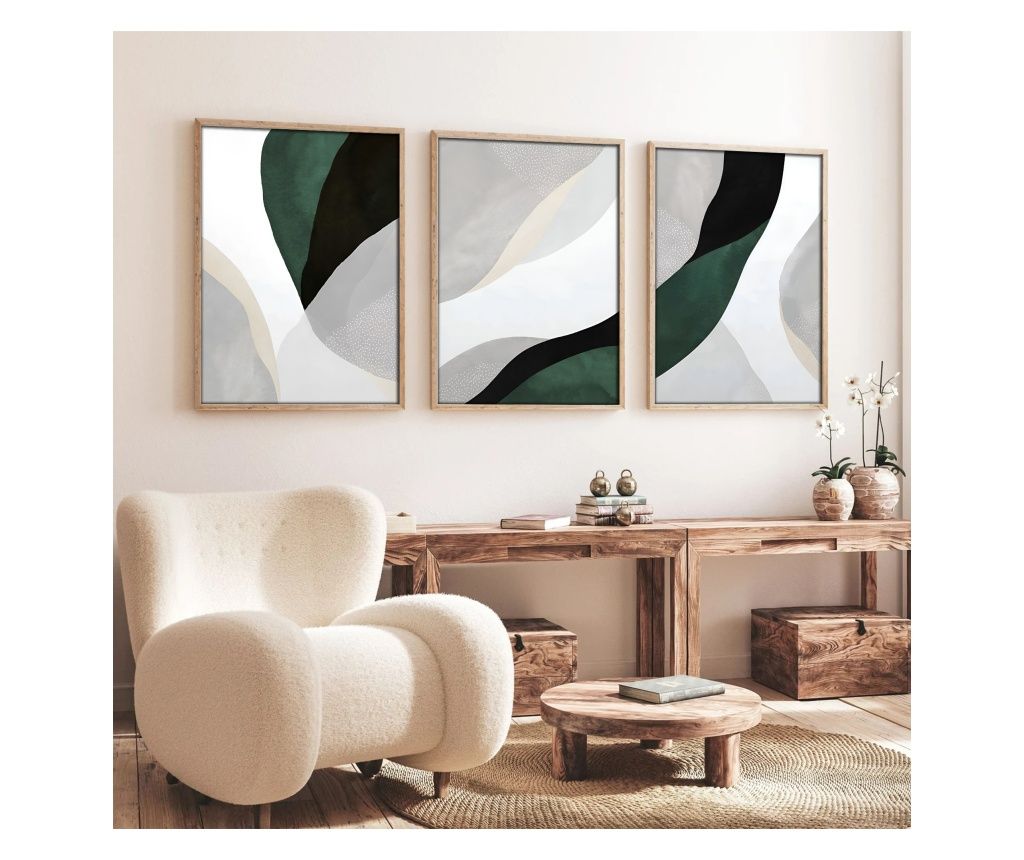 Tablou decorativ MDF inramate (set de 3) Huhu229 - 50 x 70