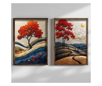 Okrasna uokvirjena MDF slika (2 kosa) HUM102