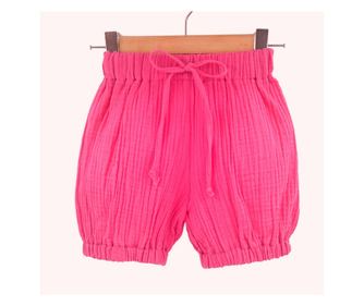 Pantaloni bufanti de vara pentru copii din muselina, Pink Pop, 2-3 ani