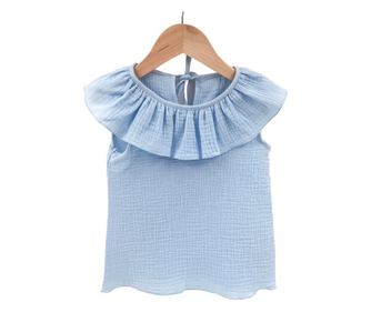 Tricou cu volanase pentru copii, din muselina, Bluebird, 2-3 ani