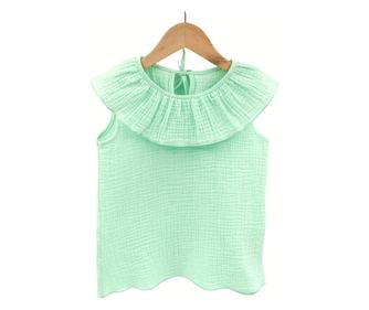 Tricou cu volanase pentru copii, din muselina, Minty, 5-6 ani