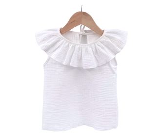 Tricou cu volanase pentru copii, din muselina, Pearl, 2-3 ani
