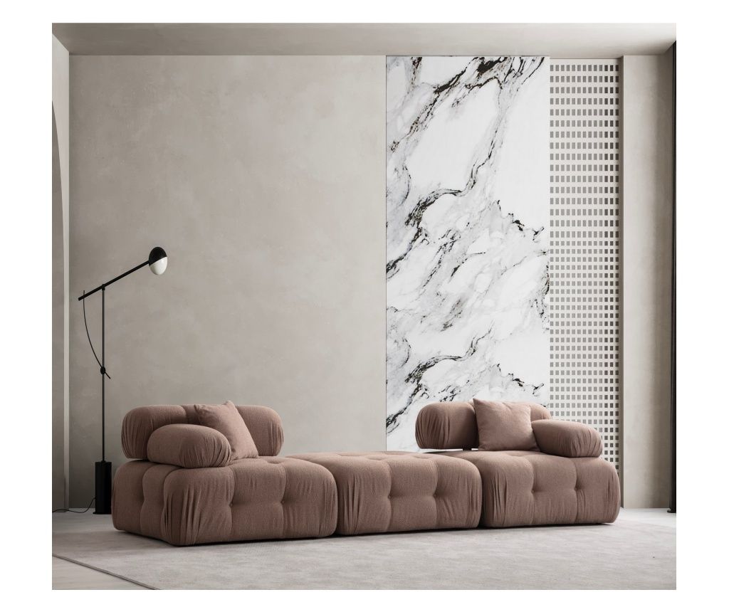 Canapea Doblo cu 3 locuri ( L1-Pouffe-1R) - Cappucino