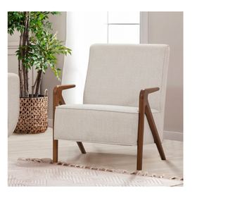 Πολυθρόνα Larus Wood Berjer - Walnut, Cream