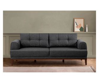 Canapea cu 3 locuri Vina 3 - Antracit, Nuc