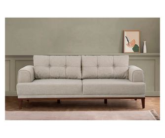 Canapea cu 3 locuri Vina 3 - Crem, Nuc