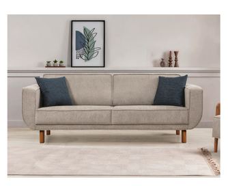 Canapea cu 3 locuri extensibila Larus 3 - Walnut, gri