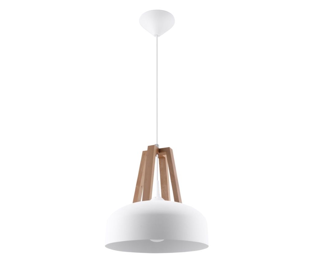 Lampă suspendată CASCO alb/lemn natural