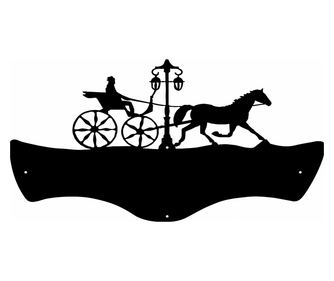 Decor perete Personalizabil Pancarta Adresa Trasura cu Cai HHH541 din lemn - 29 L x 15 H (cm)