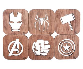 Set suporturi Personalizabil pentru pahare Avengers 9 cm x 9 cm - Patrat