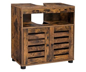 Dulap baie, Artool, pal, 3 rafturi, 2 usi, maro rustic, 60x30x63 cm