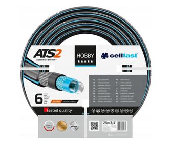 Комплект градински маркуч Cellfast, Против усукване, 6 слоя, 3/4", 25 м, С аксесоари