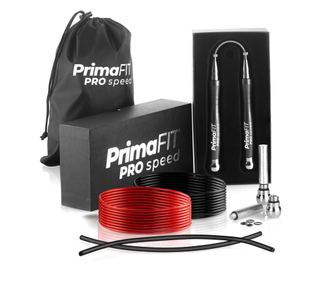 Бързо Въже за Скачане PrimaFIT Speed Pro, Професионално, 3м Регулируемо, с 2 Лагера, Допълнително Въже и Тежести, 2 Протектора,
