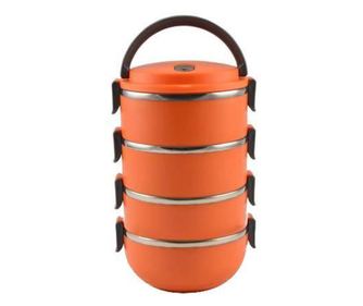 Recipiente pentru transport mancare, plastic, set 4 buc, portocaliu, 4x500 ml, Perfect Home