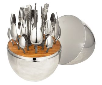 Set tacamuri din inox, 24 de piese, cu suport tip-ou, RAWI-25EG-C