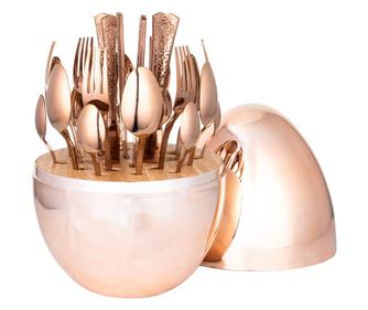 Set tacamuri din inox, 24 de piese, cu suport tip-ou, RAWI-25EG-M