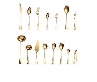 Set tacamuri din inox, 72 piese cu diplomat, TRENDY’S, gold