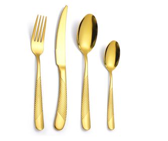 Set tacamuri din inox 24 piese, pentru 6 persoane, TRENDY’S, luxury edition, auriu