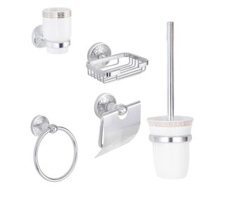 Set accesorii baie TRENDY’S , 5 piese argintiu