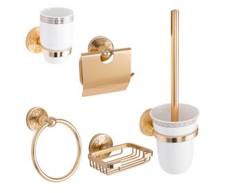 Set accesorii baie TRENDY’S , 5 piese auriu