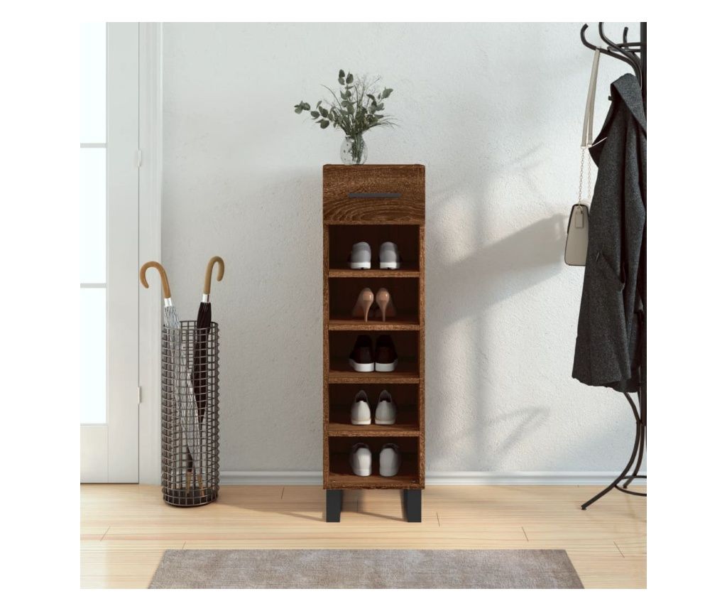 Pantofar, stejar maro, 30x35x105 cm, lemn compozit