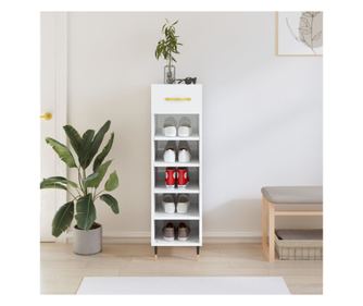 Pantofar, alb extralucios, 30x35x105 cm, lemn prelucrat