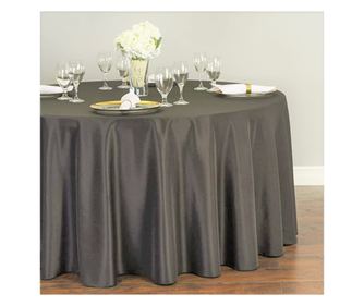 Fata de masa Kotonia Home - rotunda cu diametrul 240 cm, Damasc Saten DeLux, 100% bumbac, gri taupe