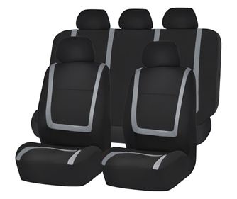 Евтини универсални калъфи за автомобилни седалки, 9 части, модел GREY LINE - СИВ