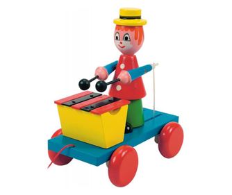 Woodyland дървена играчка за дърпане с клоун и ксилофон