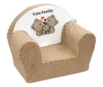Детско дунапреново кресло, с щампа семейство мече, New Baby, капучино