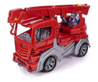 Masinuta utilitara de constructii, macara cu carlig, rosu