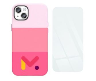 Védőborítás a széleken megerősítéssel iPhone 14 Pro-hoz, ökológiai bőr és 9H védőfólia, vastagság 0,3 mm, rózsaszín