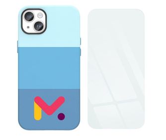 Védőtok szélein megerősítéssel iPhone 14 Pro készülékhez, ökológiai bőr és 9H védőfólia, vastagság 0,3 mm, kék